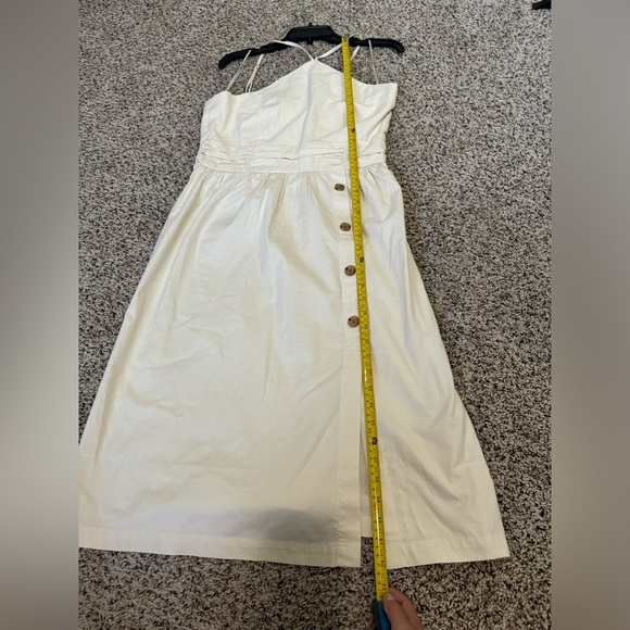 Banana Republic Dress Women 6 Ivory Midi Halter Button Front Ruched Yacht Beach - Picture 10 of 11